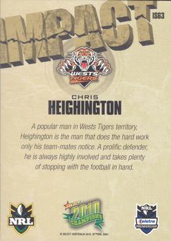 2010 NRL Champions - Impact Signature Gold #IS63 Chris Heighington Back
